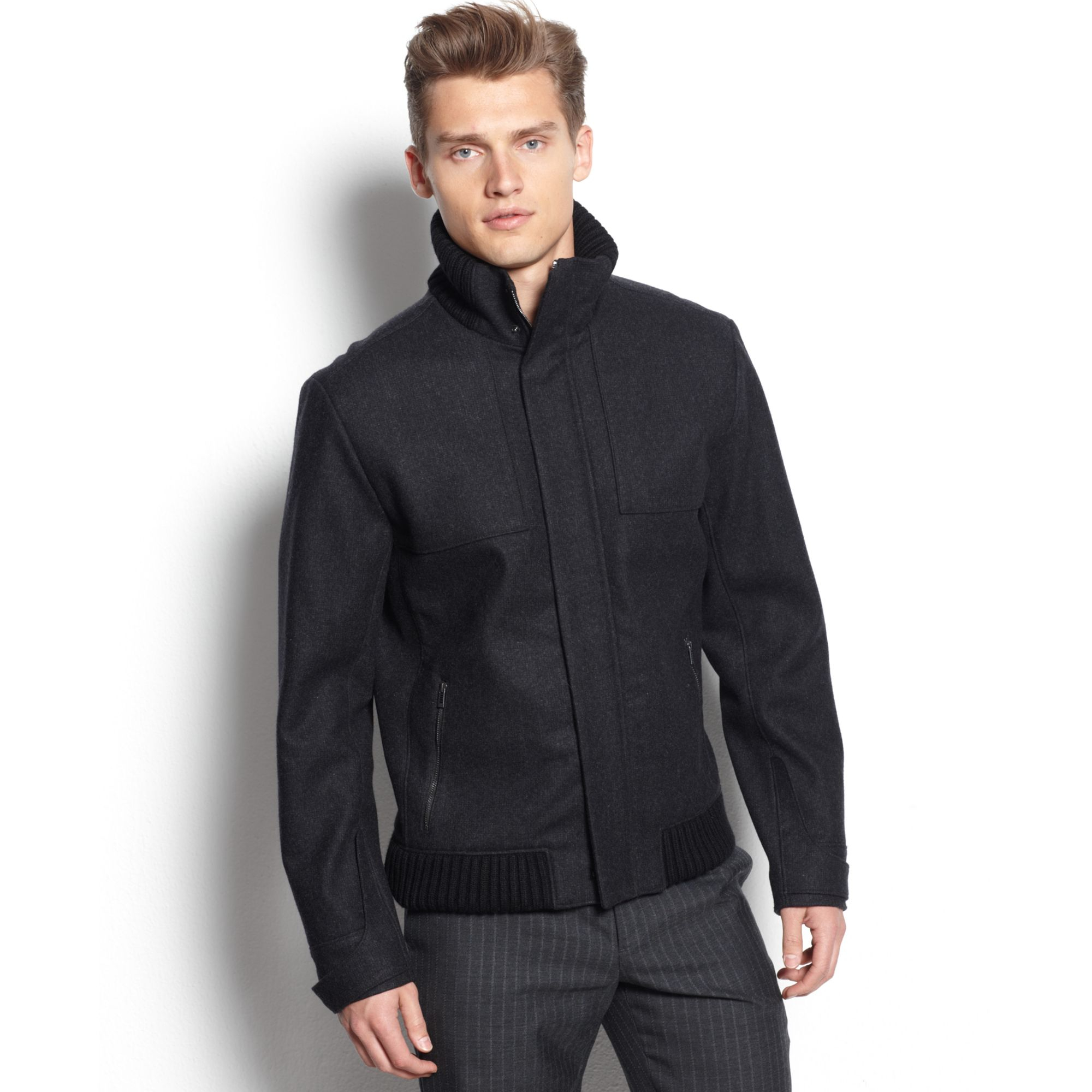 Lyst Calvin Klein Macys Holiday Exclusive Patterned Wool Er Gallery Previously Sold At Macy S Men Print Jackets