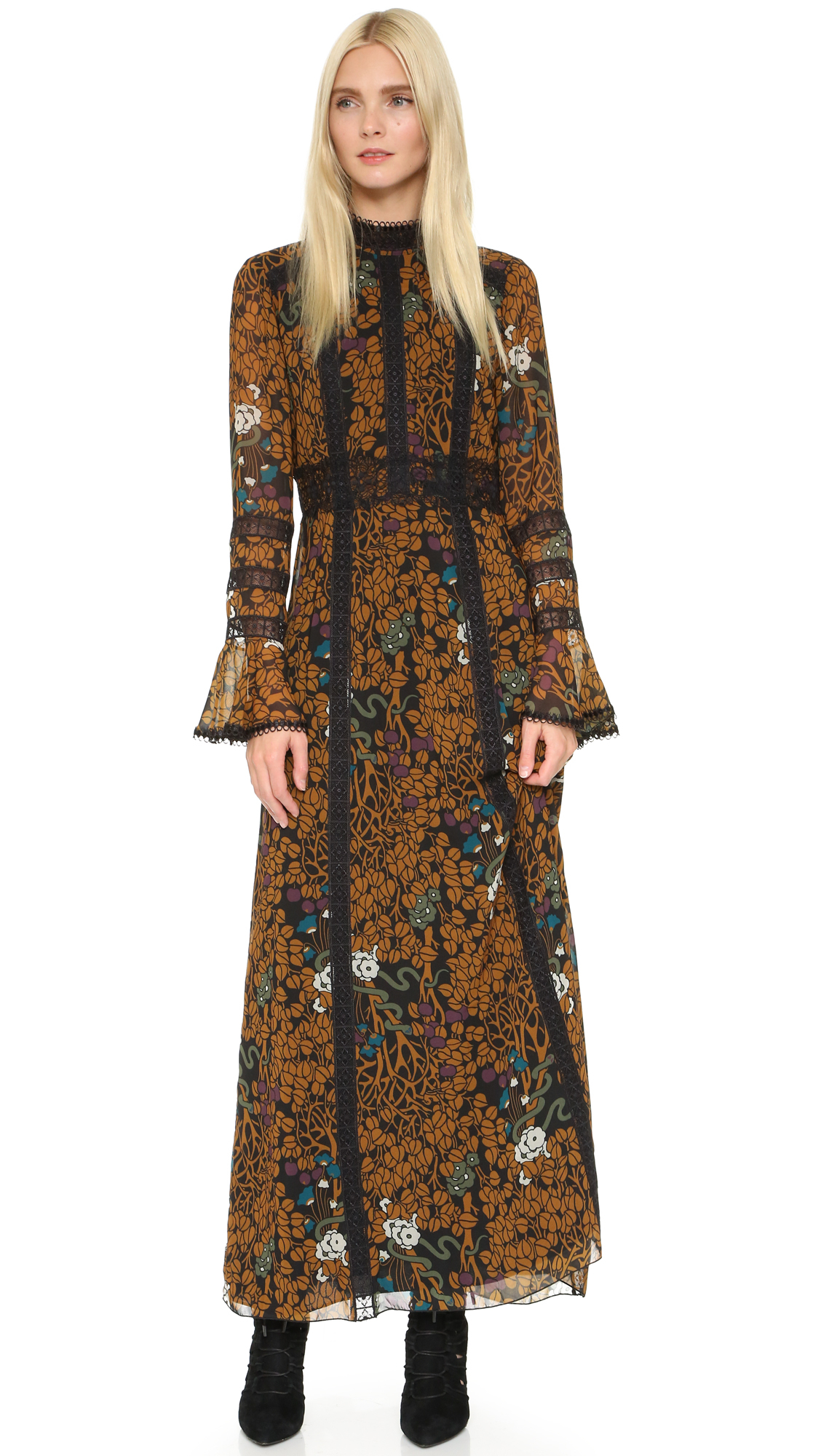 Lyst Anna Sui Garden Of Eden Maxi Dress In Black Gallery