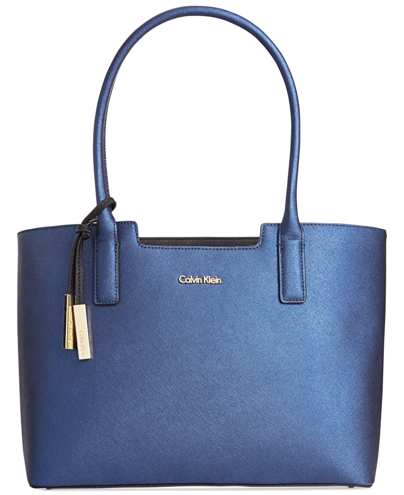 Lyst Calvin Klein Saffiano Leather Tote In Blue Gallery