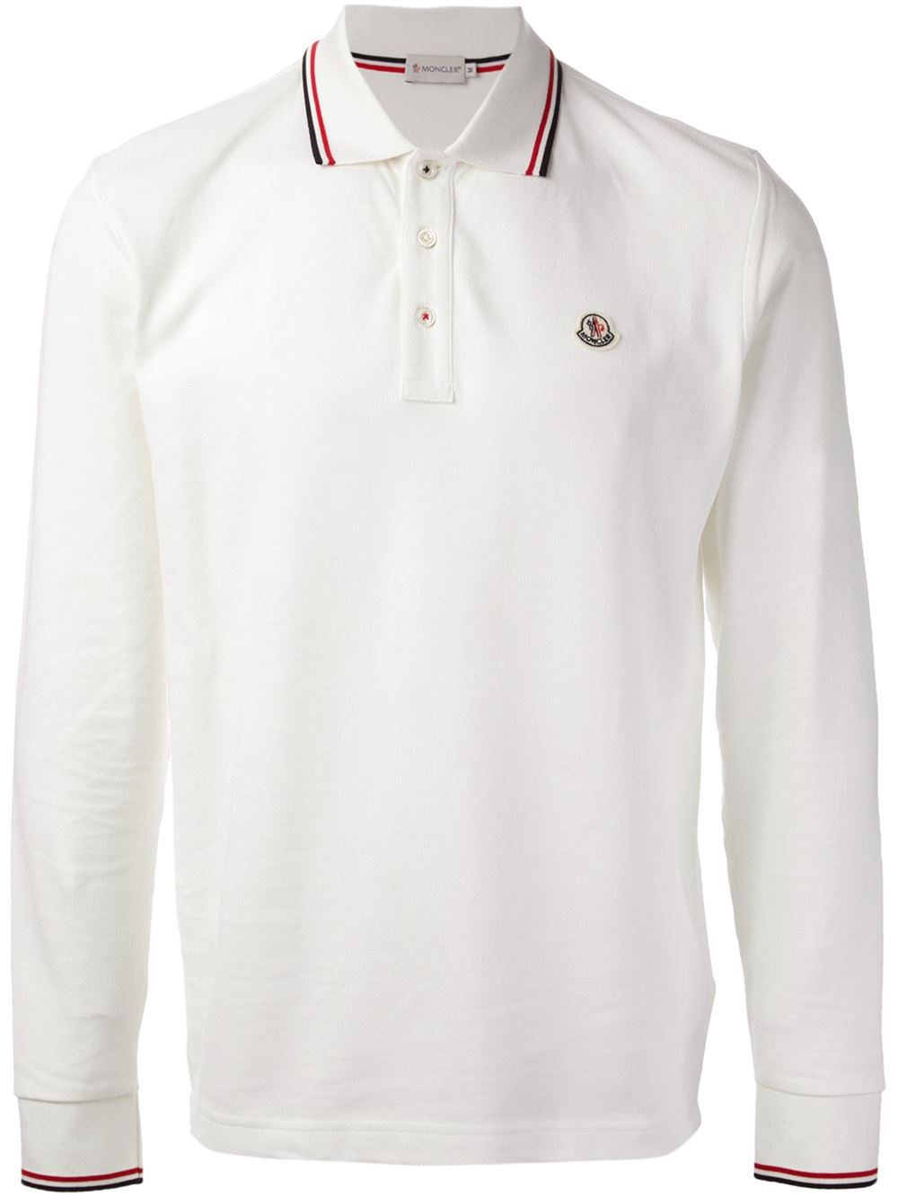 Lyst - Moncler Long Sleeve Polo Shirt in White for Men