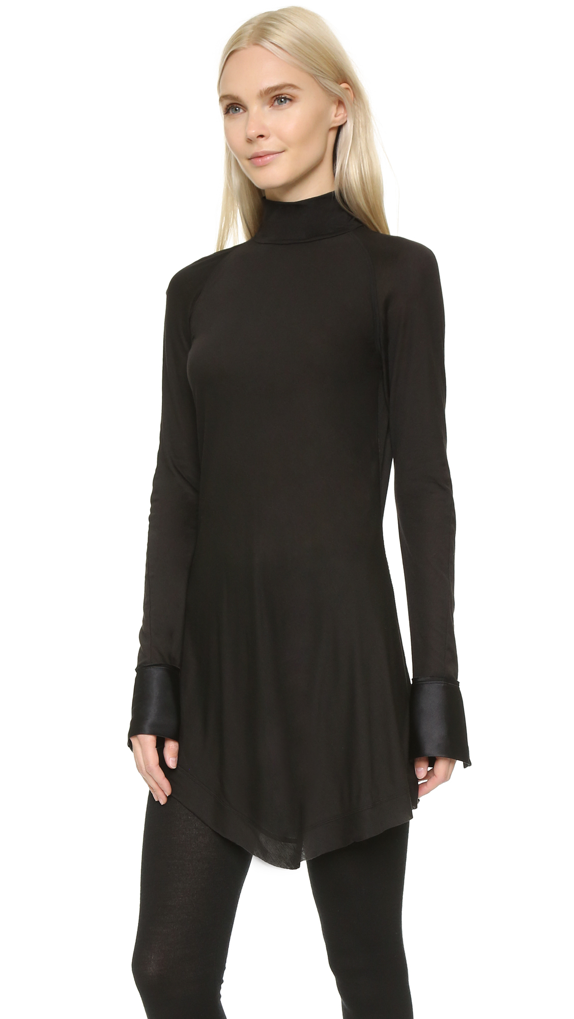 Lyst - Donna Karan Long Sleeve Turtleneck Tunic - Black in ...