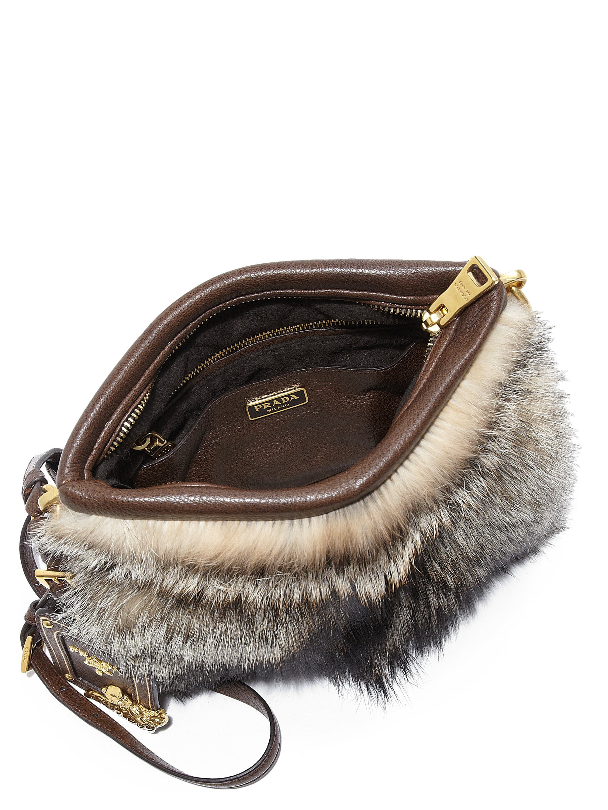 Prada Fox Fur Messenger Bag in Beige (NATURALE) | Lyst