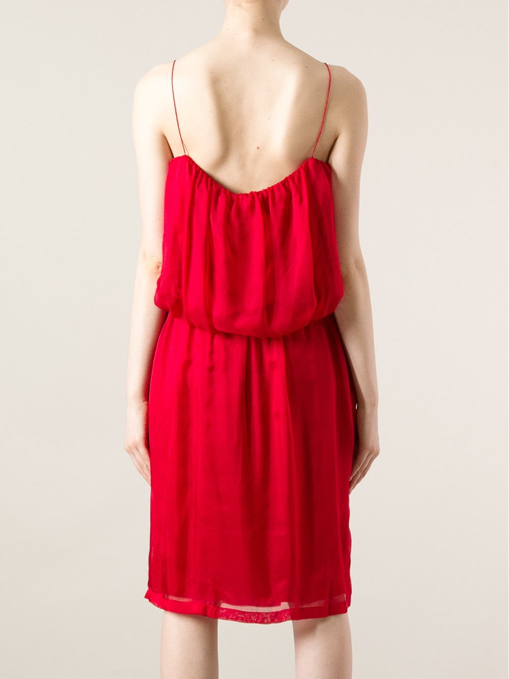 Lanvin Draped Loose Fit Dress in Red | Lyst