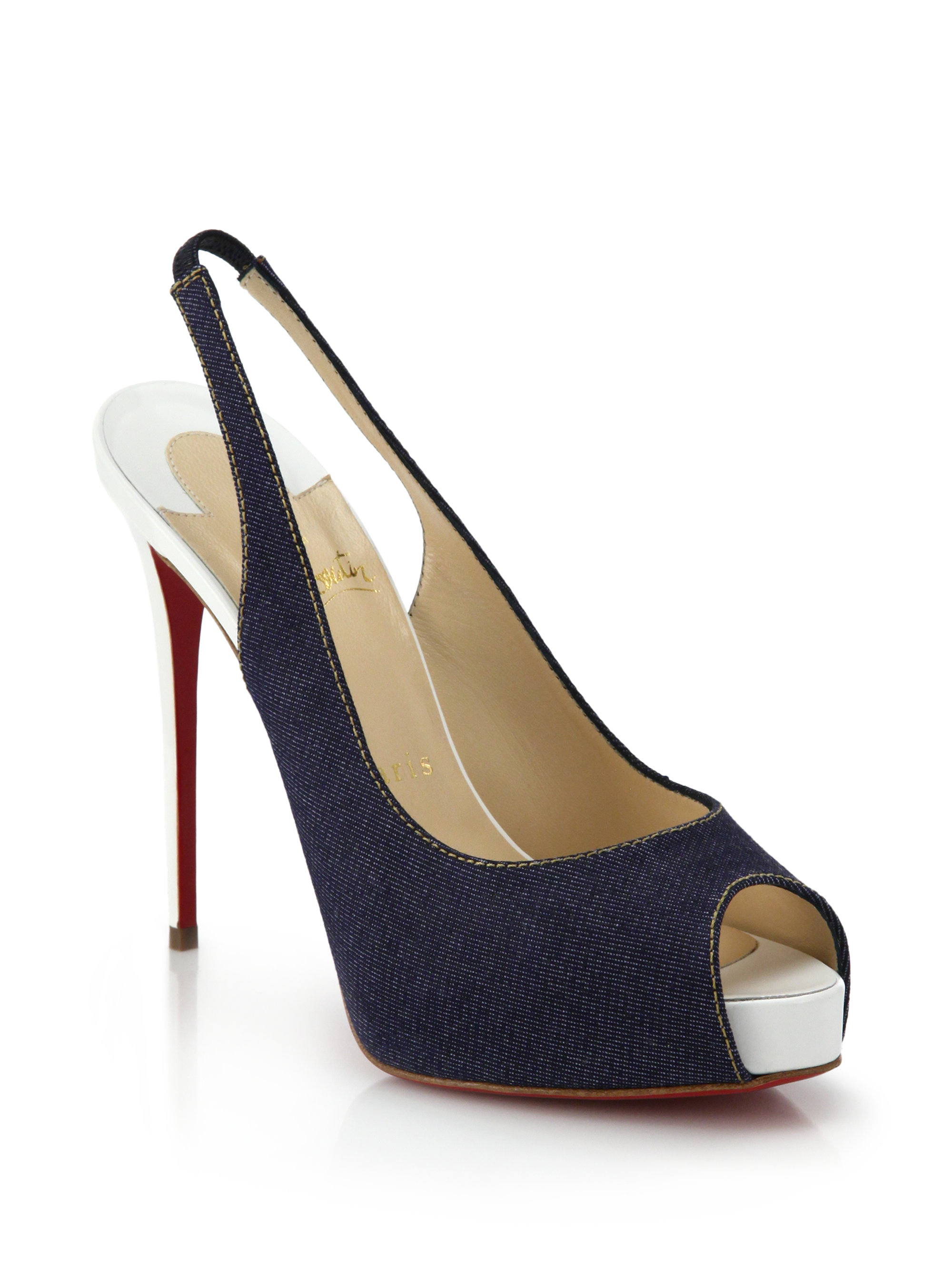 christian louboutin Private Number\u0026#39; peep-toe pumps Blue denim ...