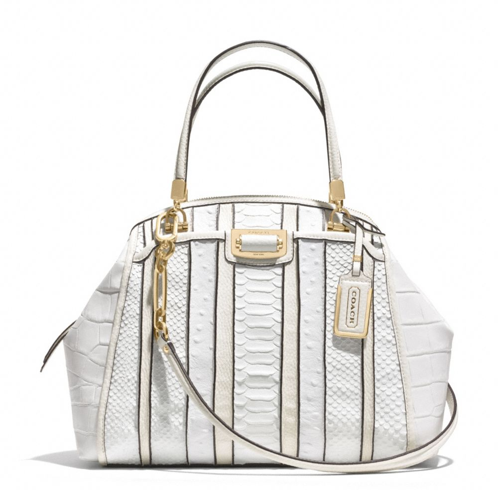 Lyst - COACH Madison Domed Satchel in Exotic Stripe Leather