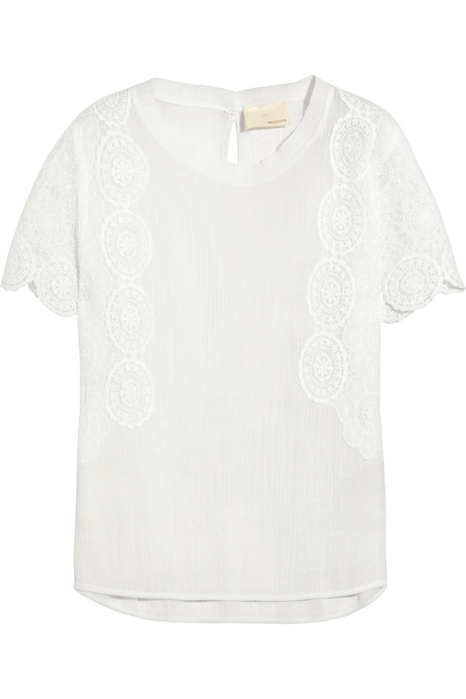 Band Of Outsiders Lace trimmed Cotton cheese-cloth Top in White | Lyst