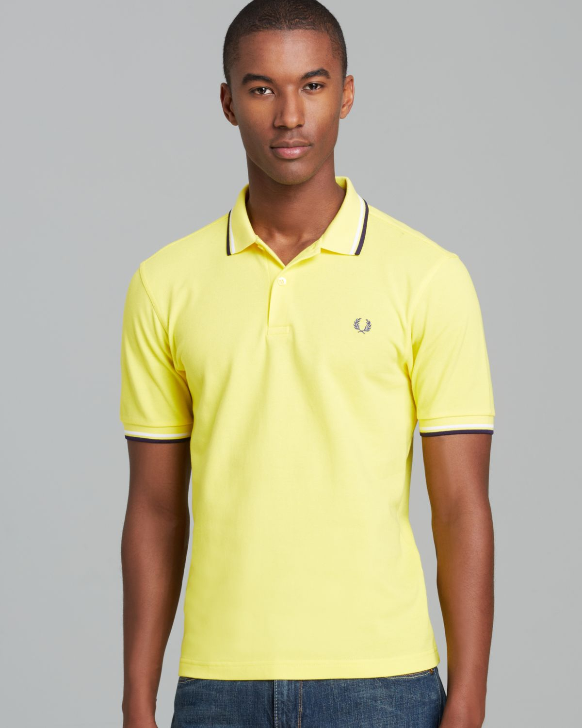 Fred Perry Twin Tipped Slim Fit Polo In Yellow For Men Lyst