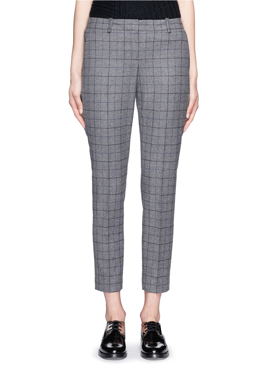 Lyst - Theory 'treeca Cl' Windowpane Check Flannel Pants in Gray