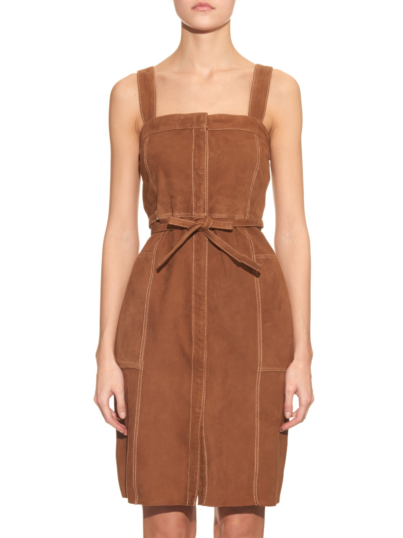 Lyst M.I.H Jeans Jean Suede Dress in Brown