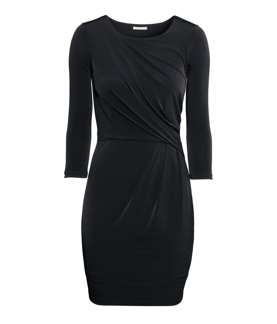 Lyst - H&M Draped Dress in Black