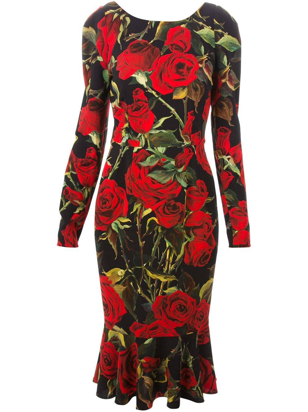 Lyst - Dolce & Gabbana Rose Print Dress in Red