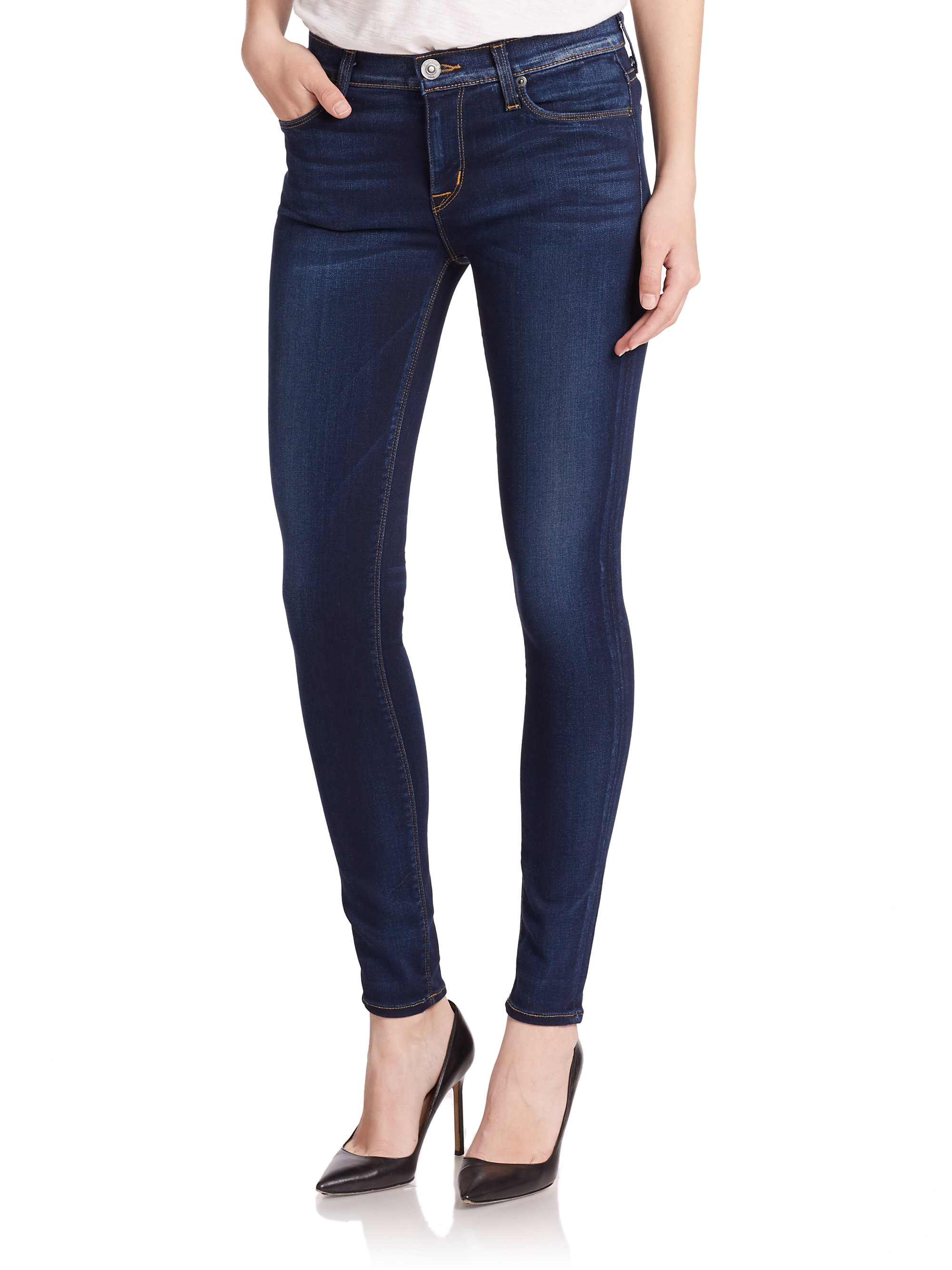 Hudson jeans Elysian Nico Mid-rise Super Skinny Jeans in Blue | Lyst