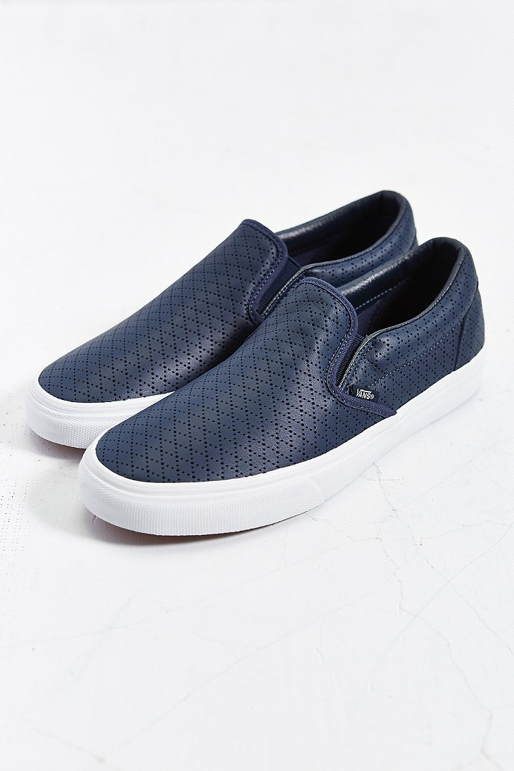 Lyst - Vans Classic Leather Slip-On Sneaker in Blue for Men