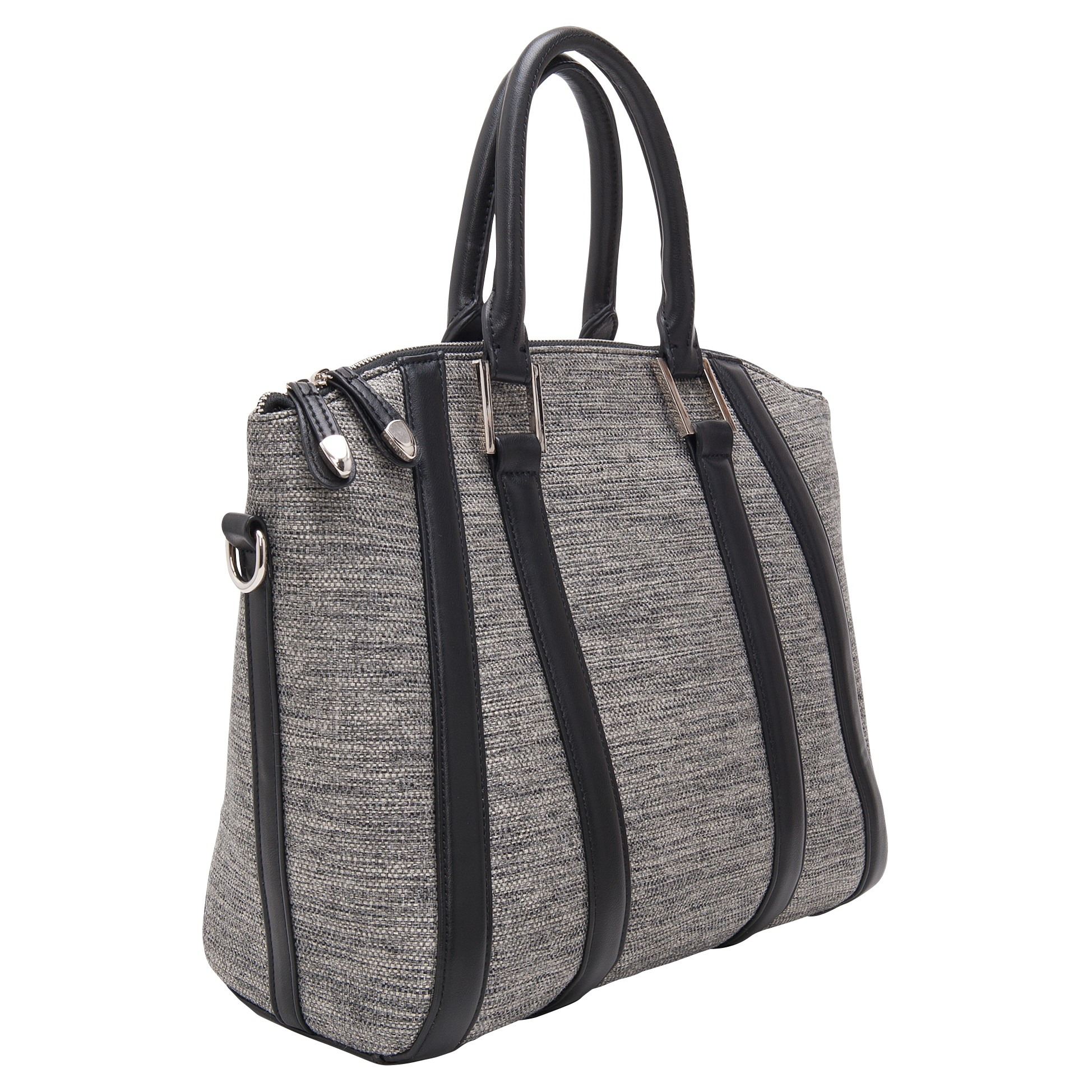 French Connection Gia Weave Tote Handbag in Gray (Black/Grey) | Lyst