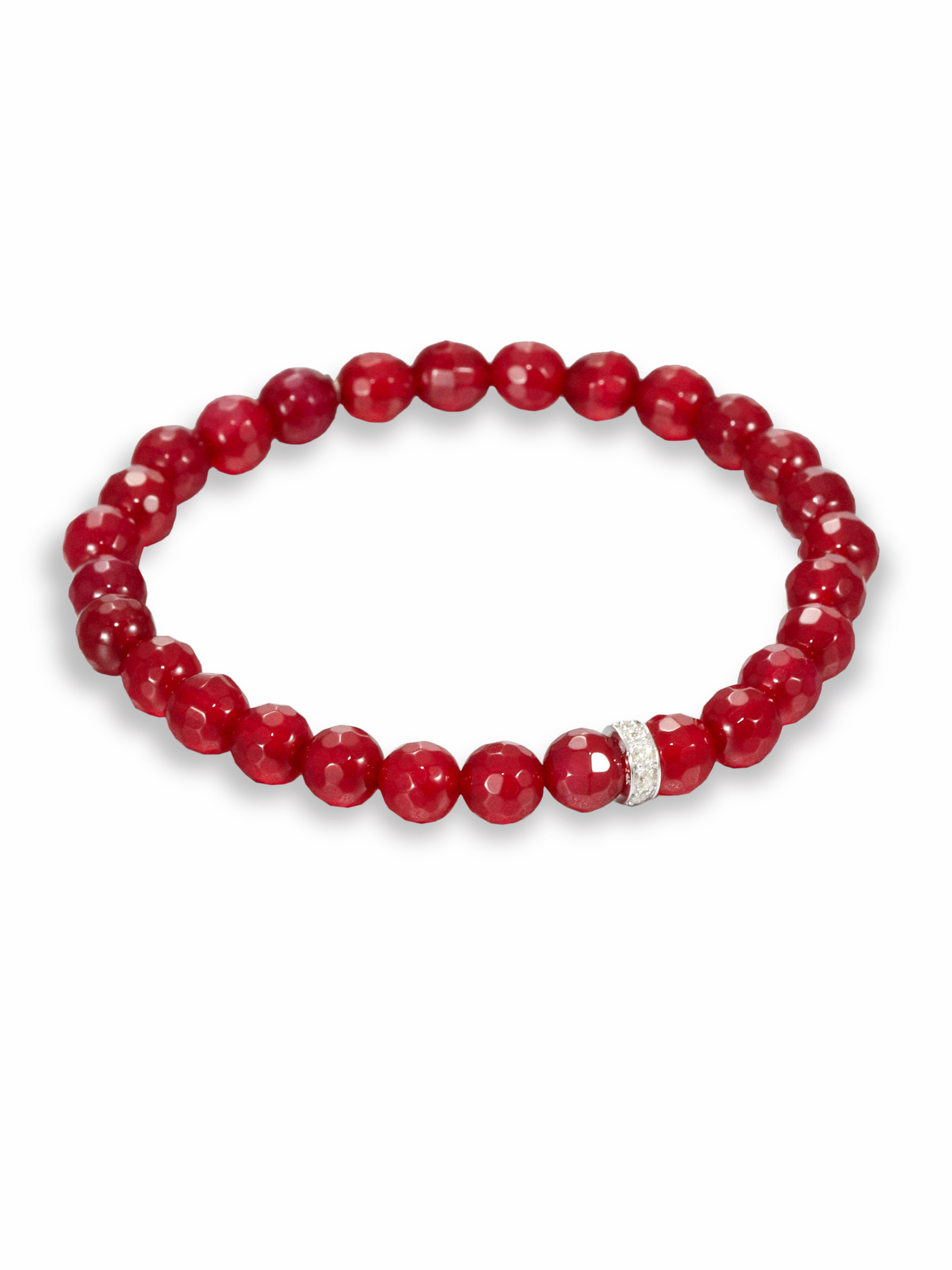 Sydney Evan Red Agate, Diamond & 14K White Gold Rondelle Beaded Stretch ...