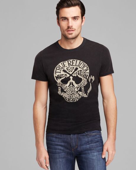 True Religion Guitar Skull Crew Neck Tee in Black for Men | Lyst