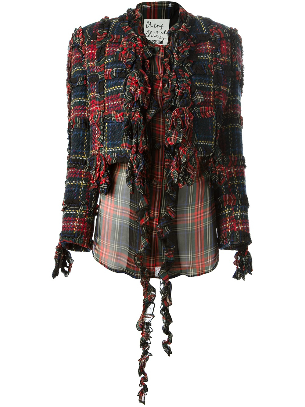 Moschino Cropped Tartan Jacket in Multicolor (multicolour) | Lyst