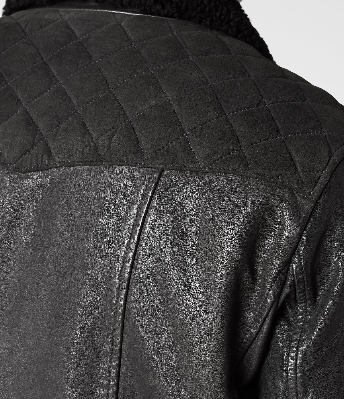 AllSaints Raven Leather Biker Jacket in Gray for Men - Lyst