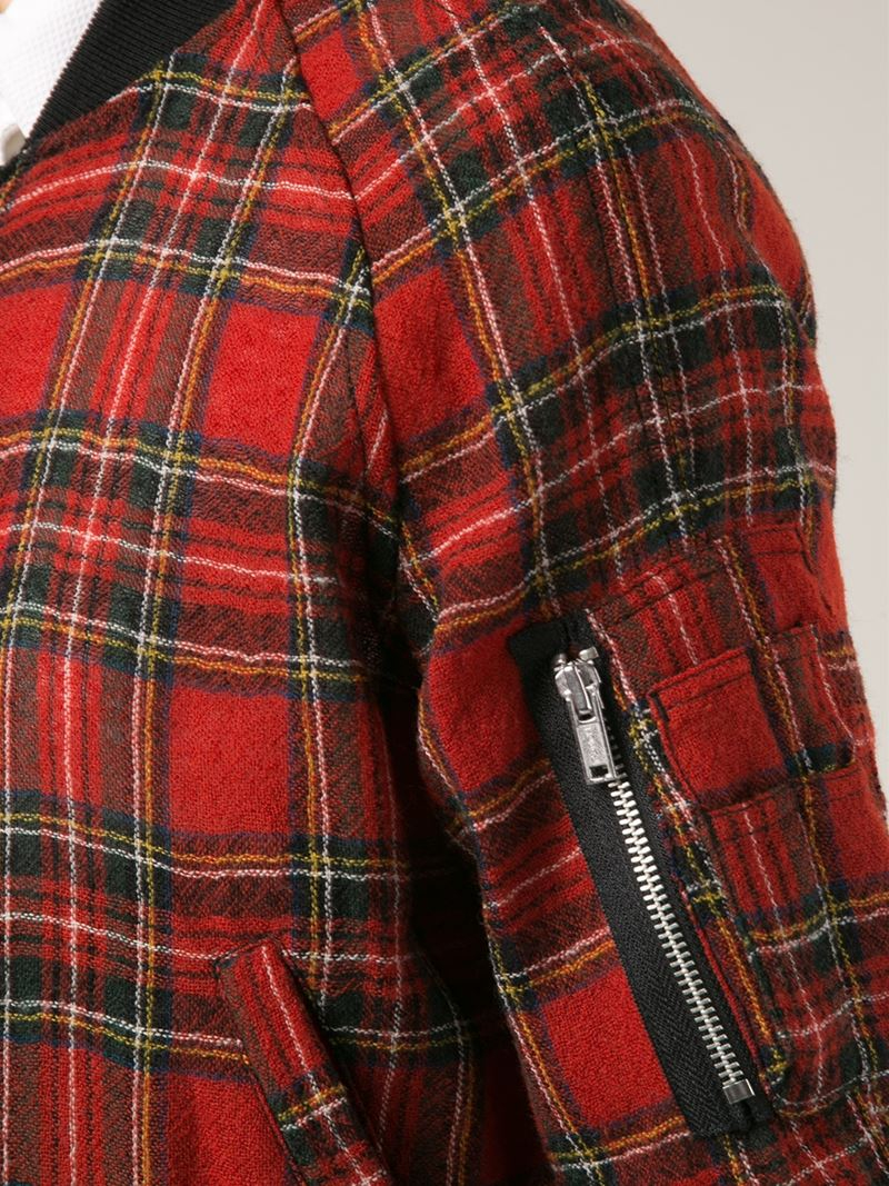 Lyst R13 Plaid Pattern Bomber Jacket in Red