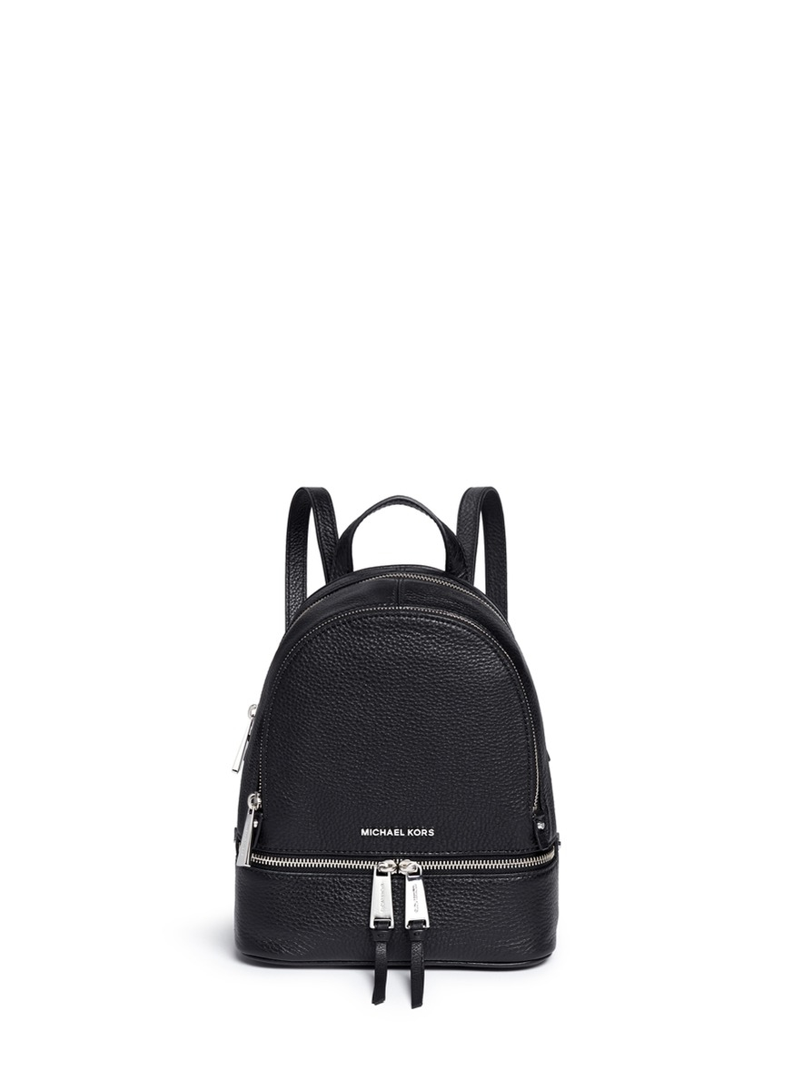 Lyst - Michael Kors 'rhea' Extra Small Leather Backpack in Black