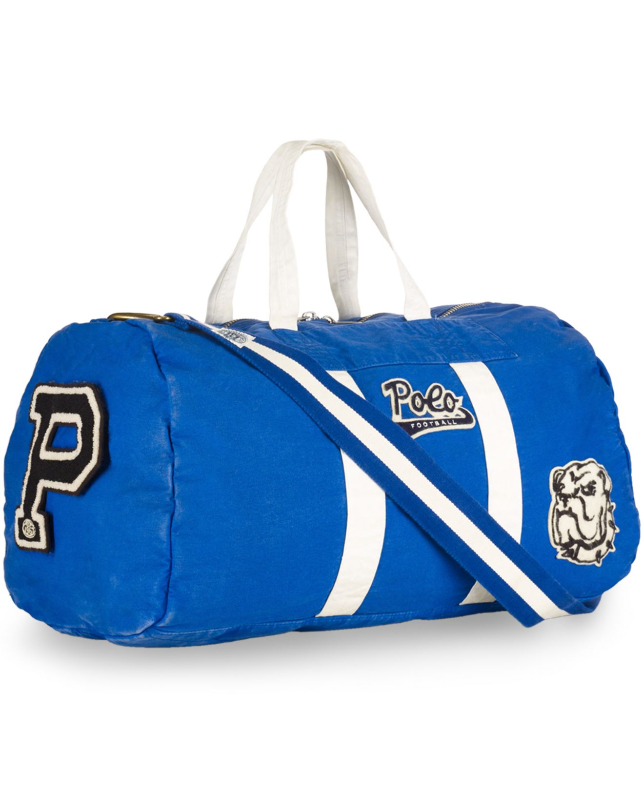 Lyst Polo Ralph Lauren Canvas Football Duffel Bag In Blue For Men
