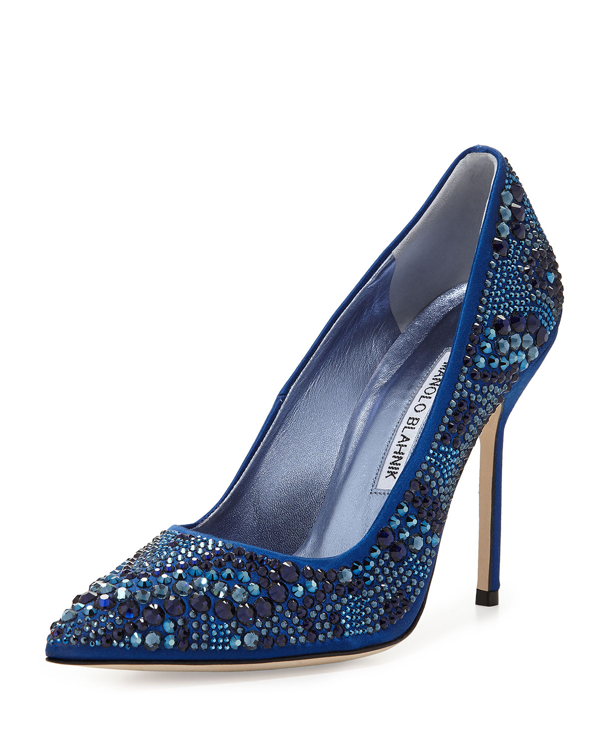 Lyst - Manolo blahnik Bb Crystal Satin 105mm Pump in Blue