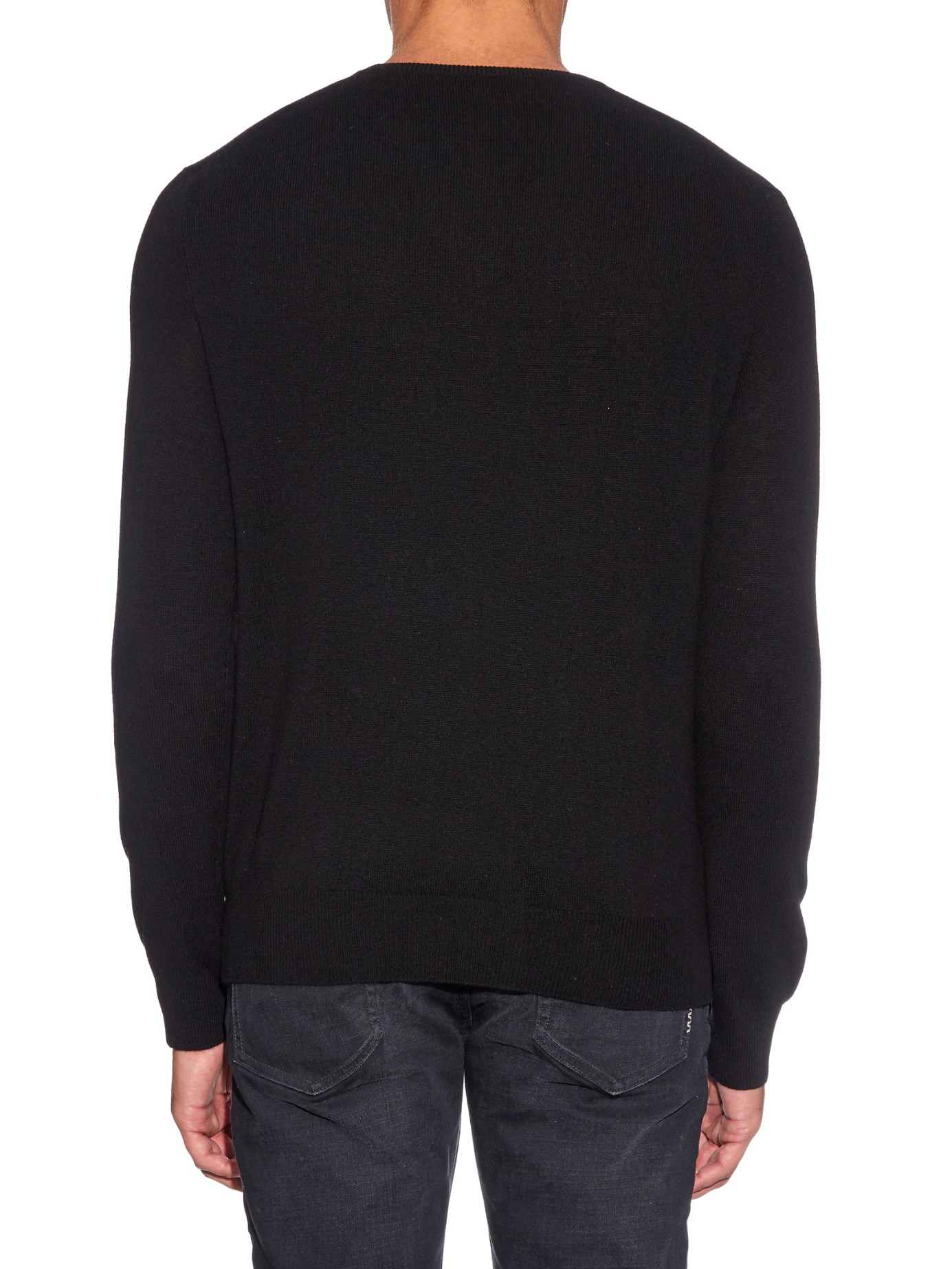 Lyst - Polo ralph lauren V-neck Long-sleeved Wool Sweater in Black for Men