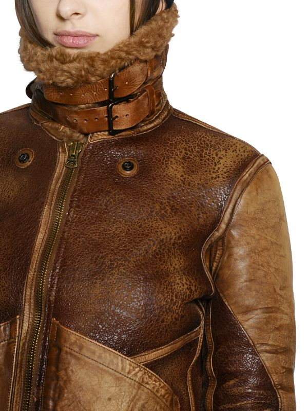 Polo Ralph Lauren Shearling Leather Jacket In Brown Lyst Gallery