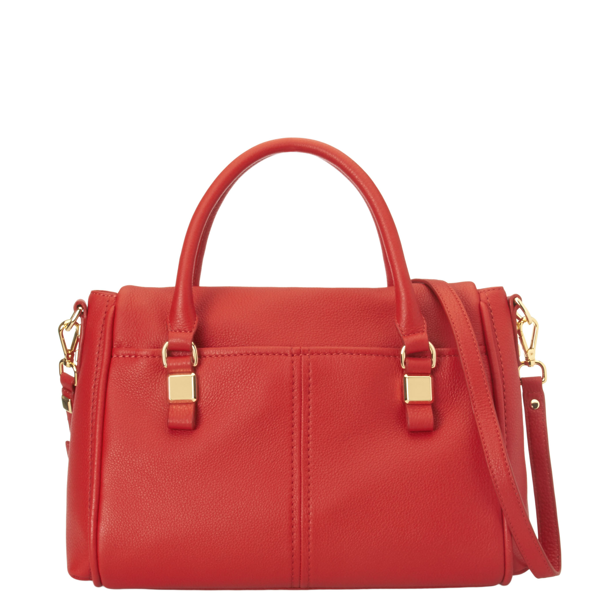 Nine west Foldover Leather Satchel in Red | Lyst