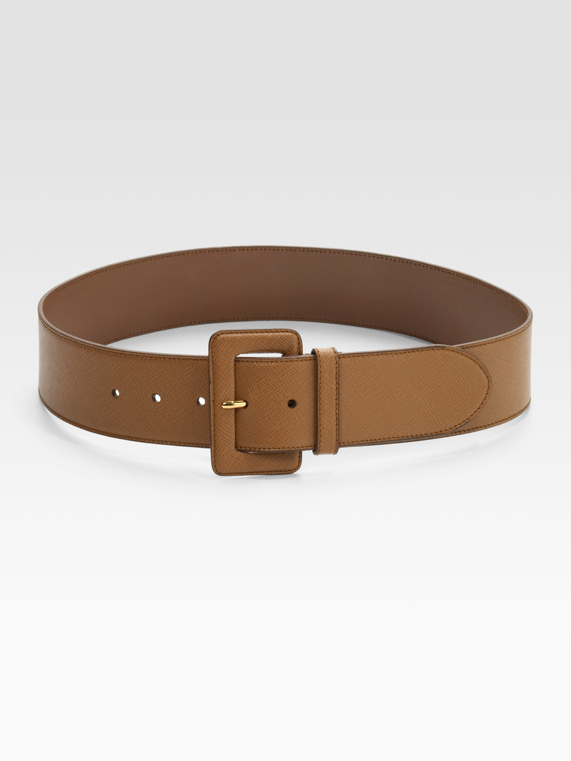 Prada Saffiano Leather Belt in Brown (caramel) | Lyst  