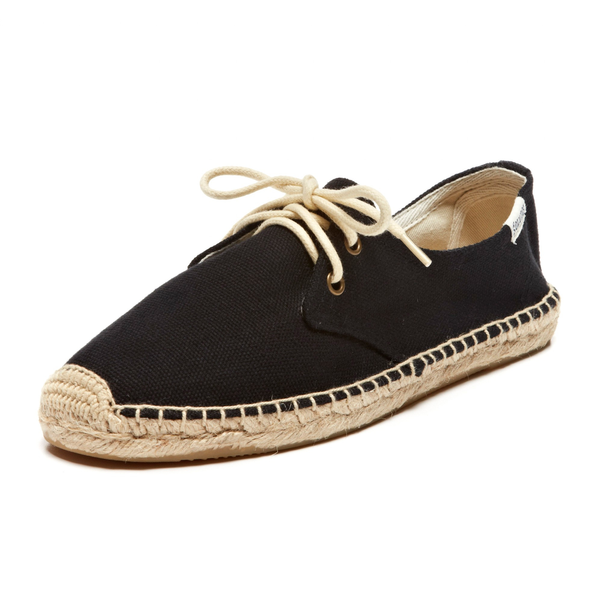 Soludos | Black Espadrille Lace Up Flat | Lyst
