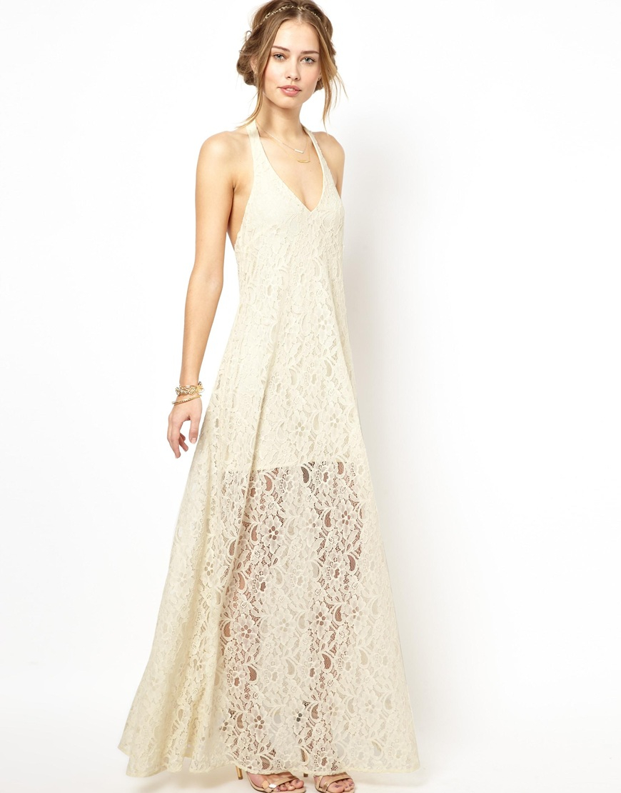 Lyst - Jarlo Kate Maxi Dress Lace Halter Neck in White