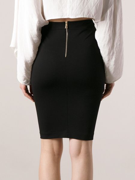 Pinko Fitted Pencil Skirt in Black | Lyst
