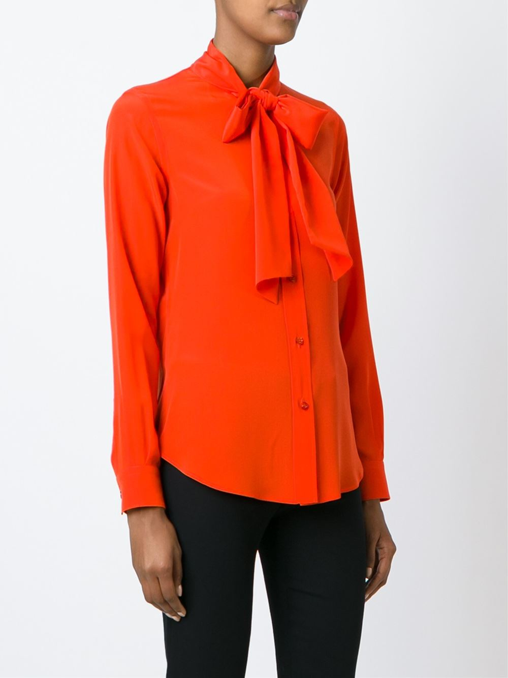 Lyst Moschino Pussy Bow Blouse In Orange