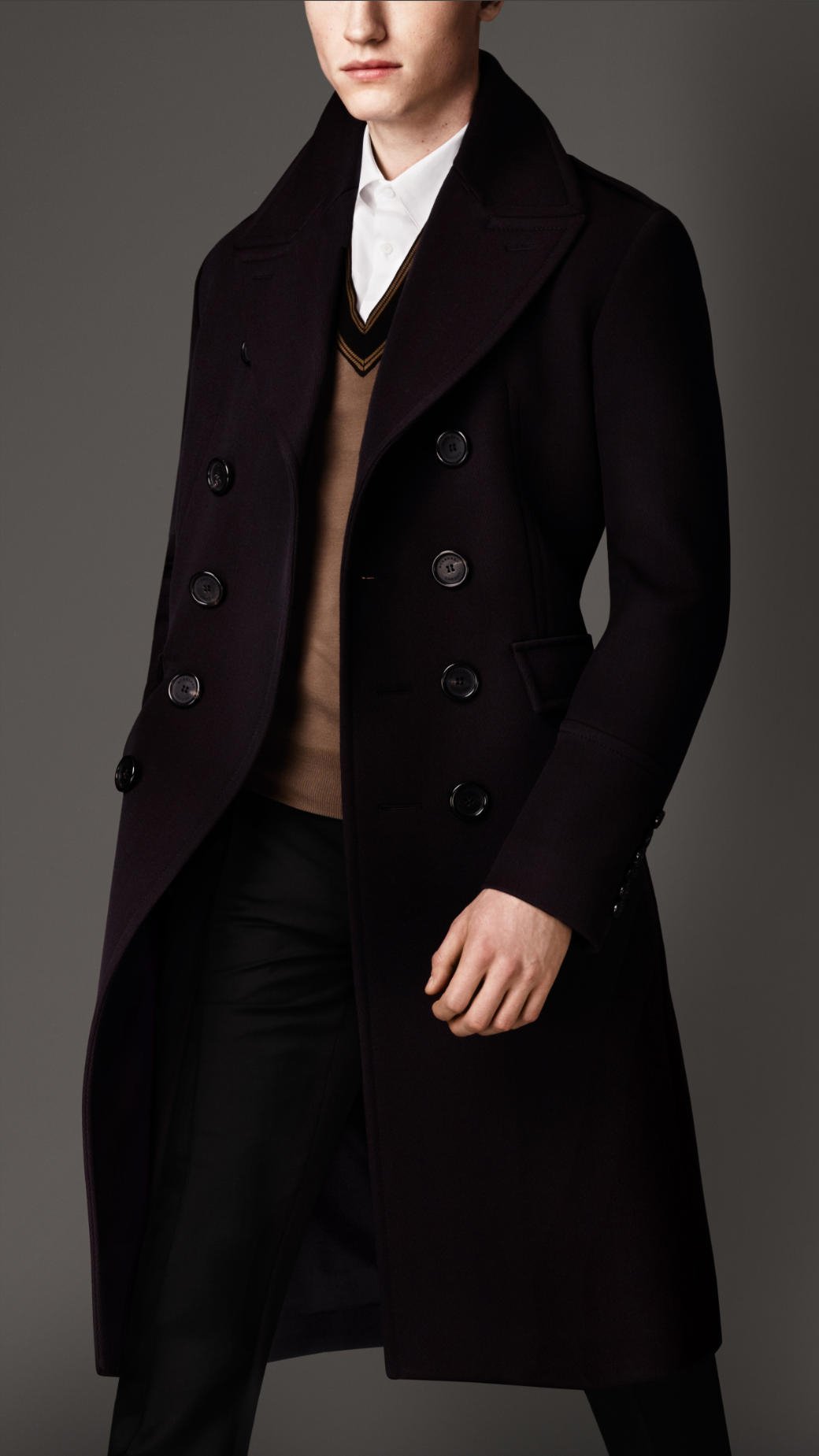 Burberry Virgin Wool Military Great Coat in Blue for Men ...