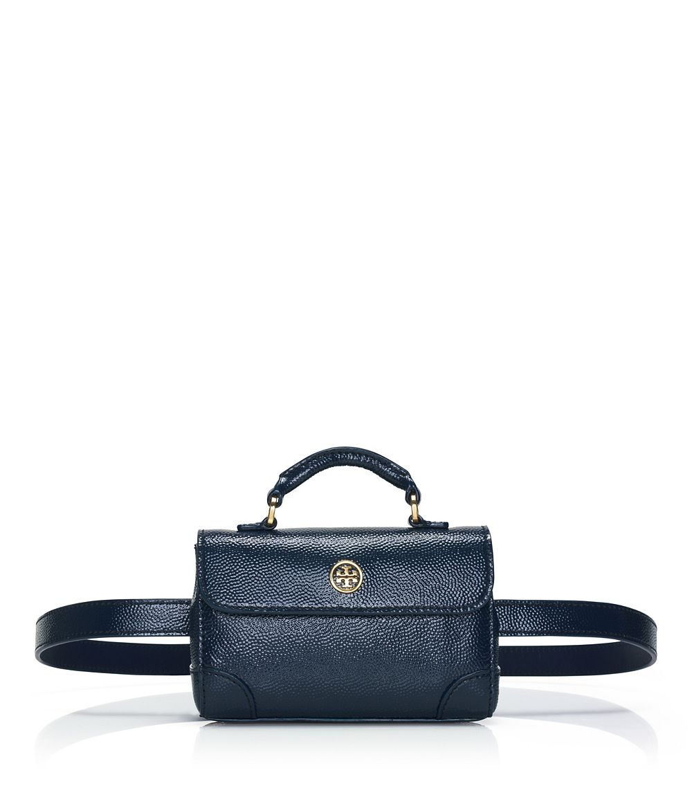 Tory burch Robinson Patent Waist Pack in Blue Lyst