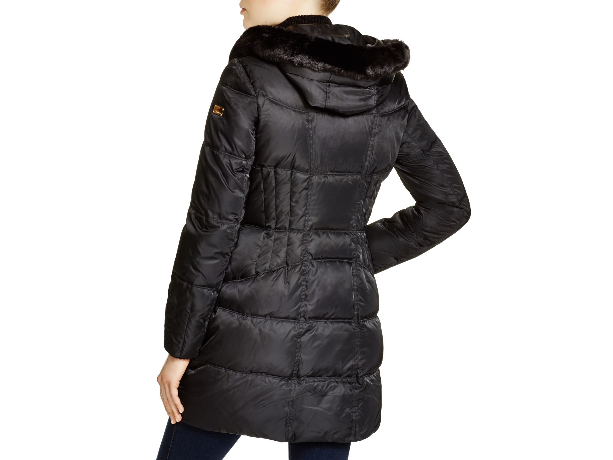 vince camuto faux fur trim hooded down jacket