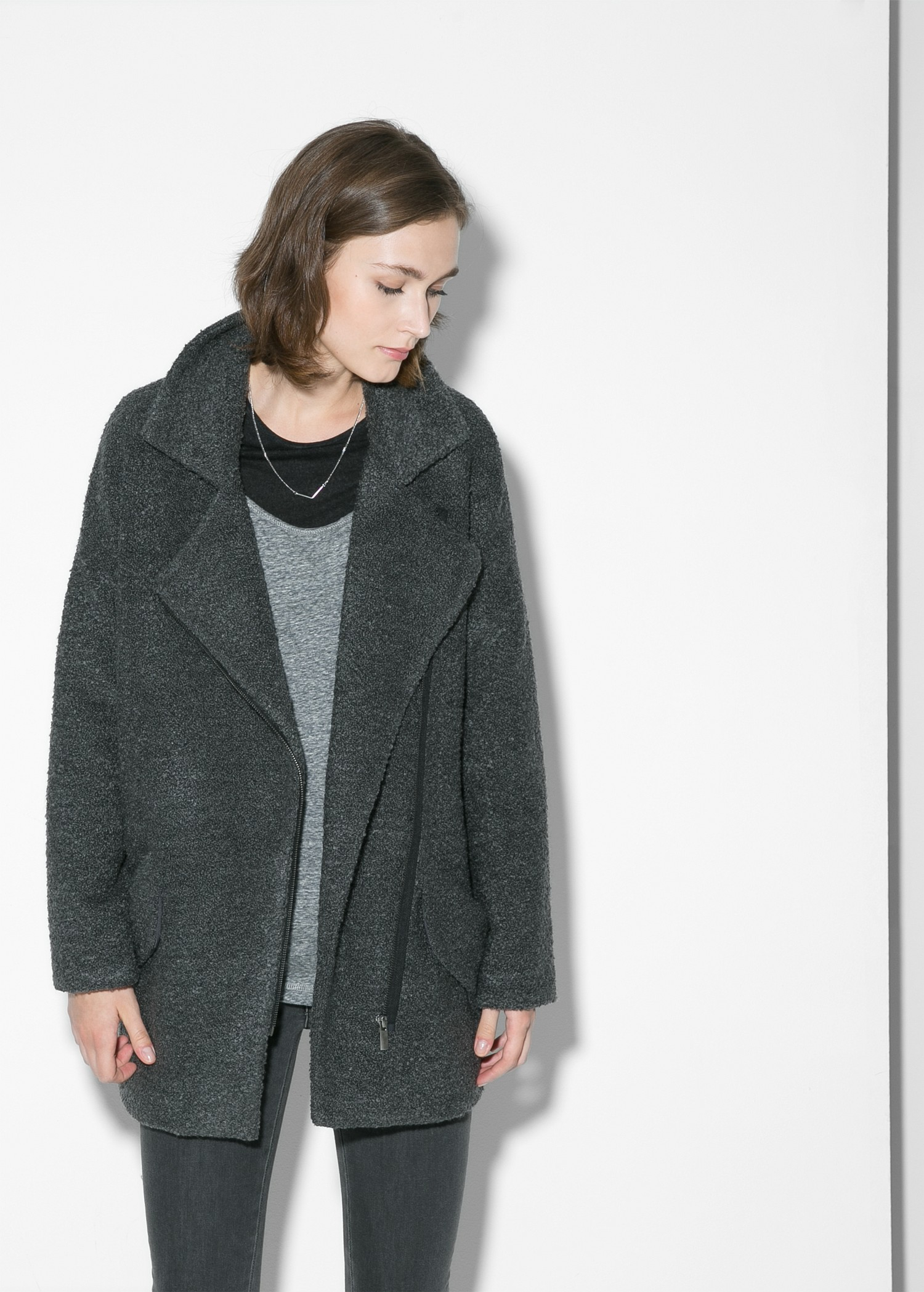 Mango Tweed Oversize Coat in Gray | Lyst