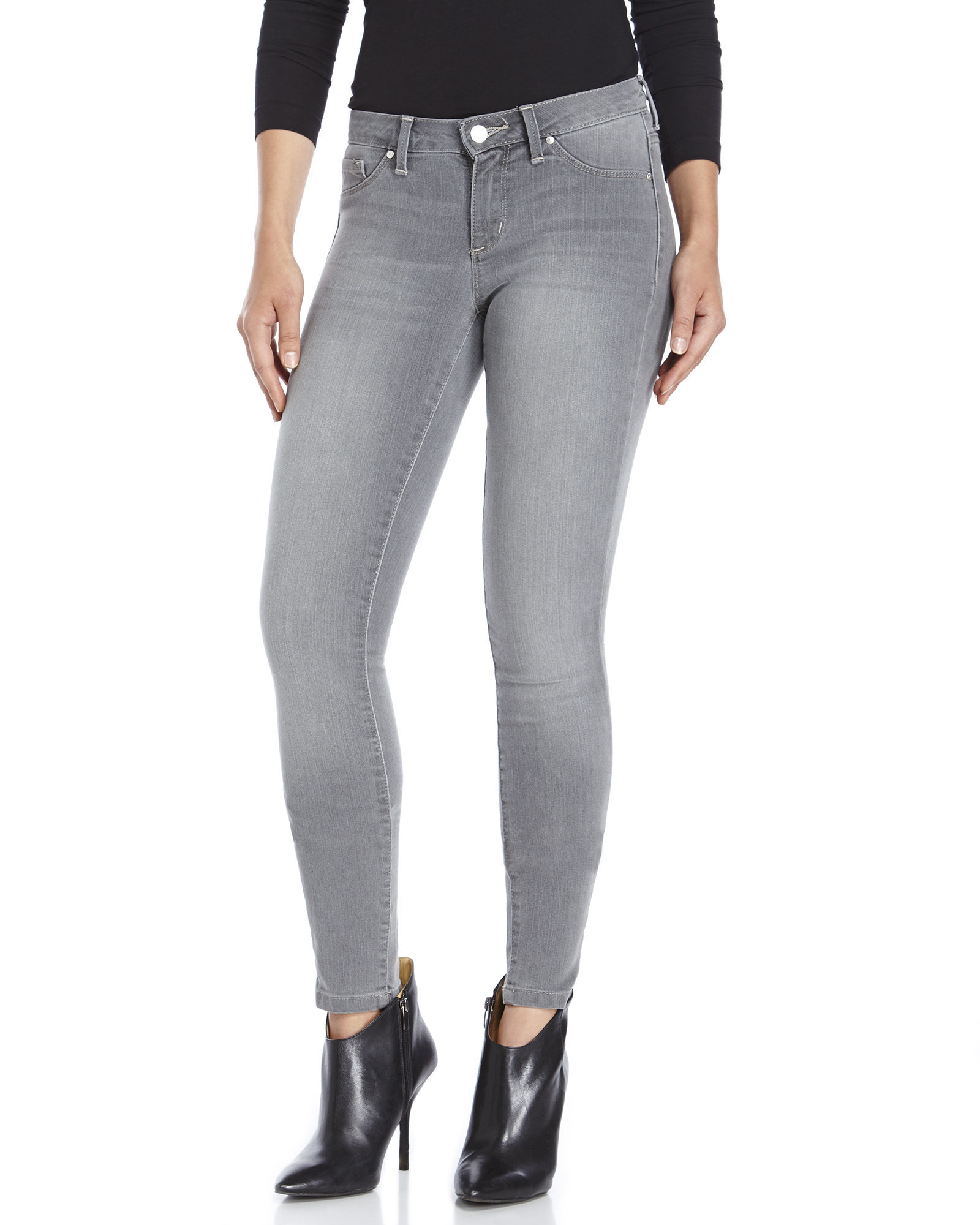 Lyst - Jessica Simpson Grey Kiss Me Super Skinny Jeans in Gray