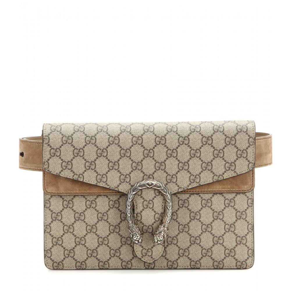 Lyst - Gucci Dionysus Gg Supreme Coated Canvas And Suede Belt Bag in Gray