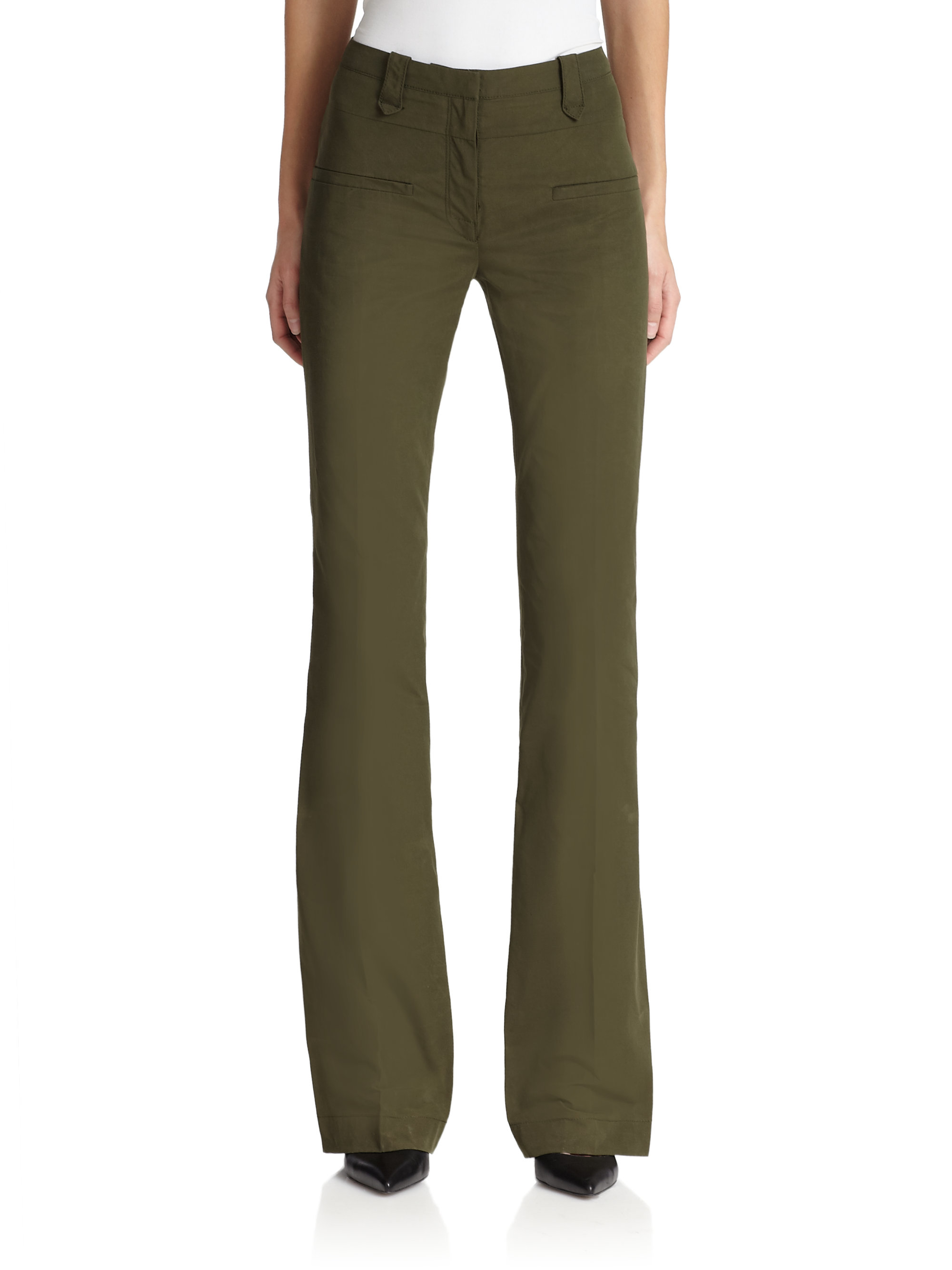 olive green flared pants