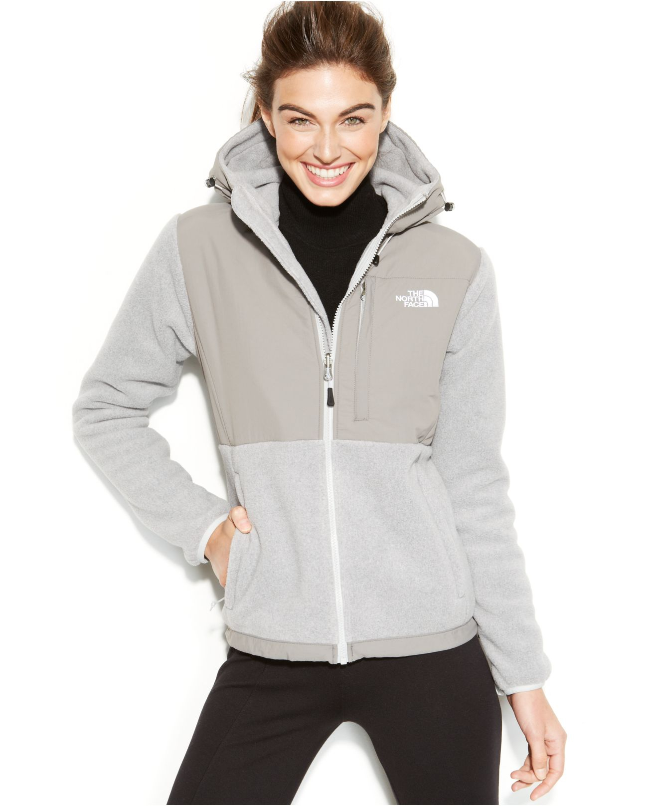 Lyst - The North Face Hooded Denali Fleece Jacket in Gray