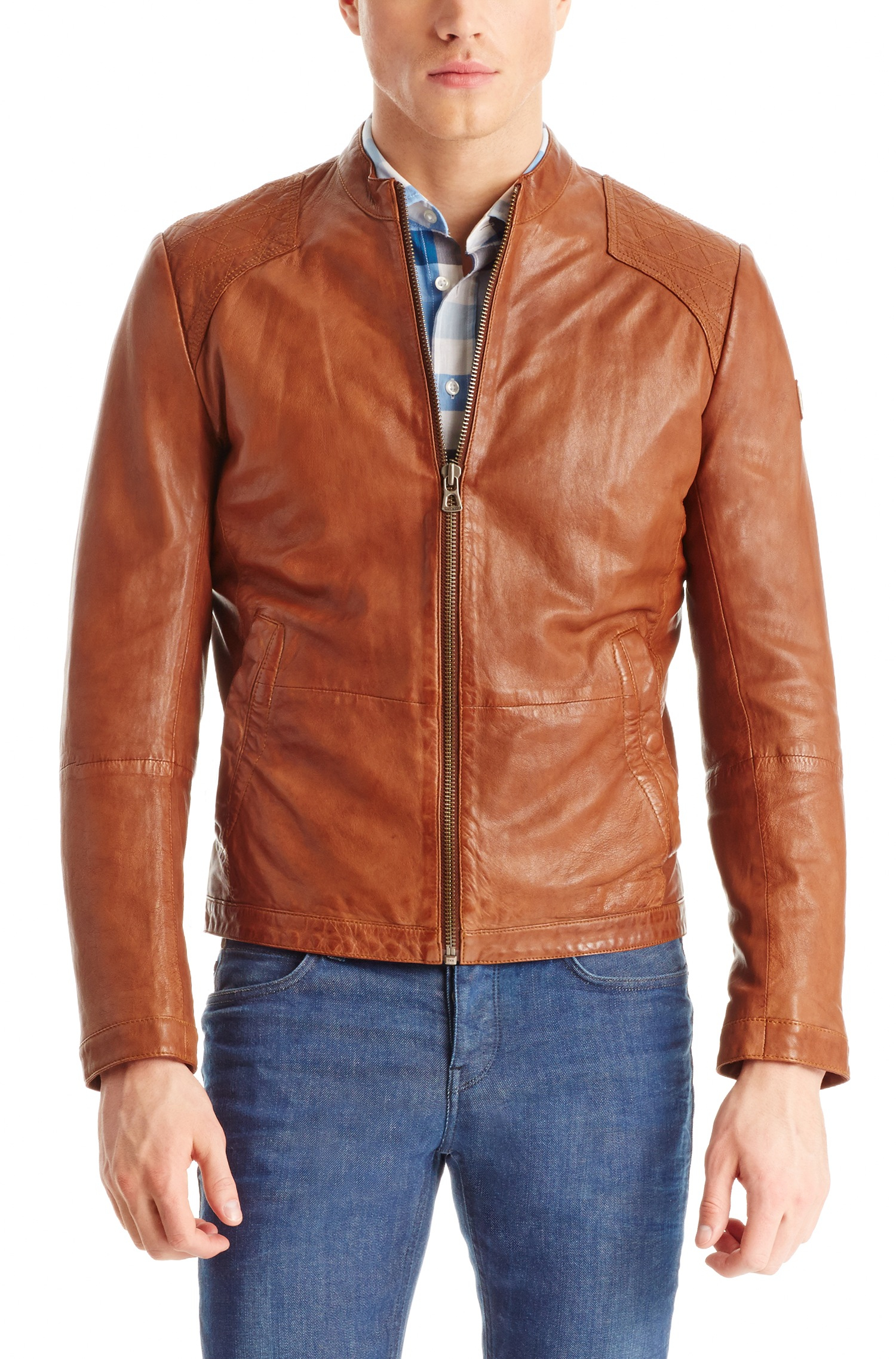 Lyst Boss Orange Jips Leather Jacket In Brown For Men Gallery