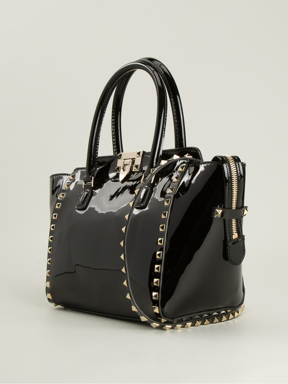 Lyst Valentino Small Rockstud Trapeze Tote in Black