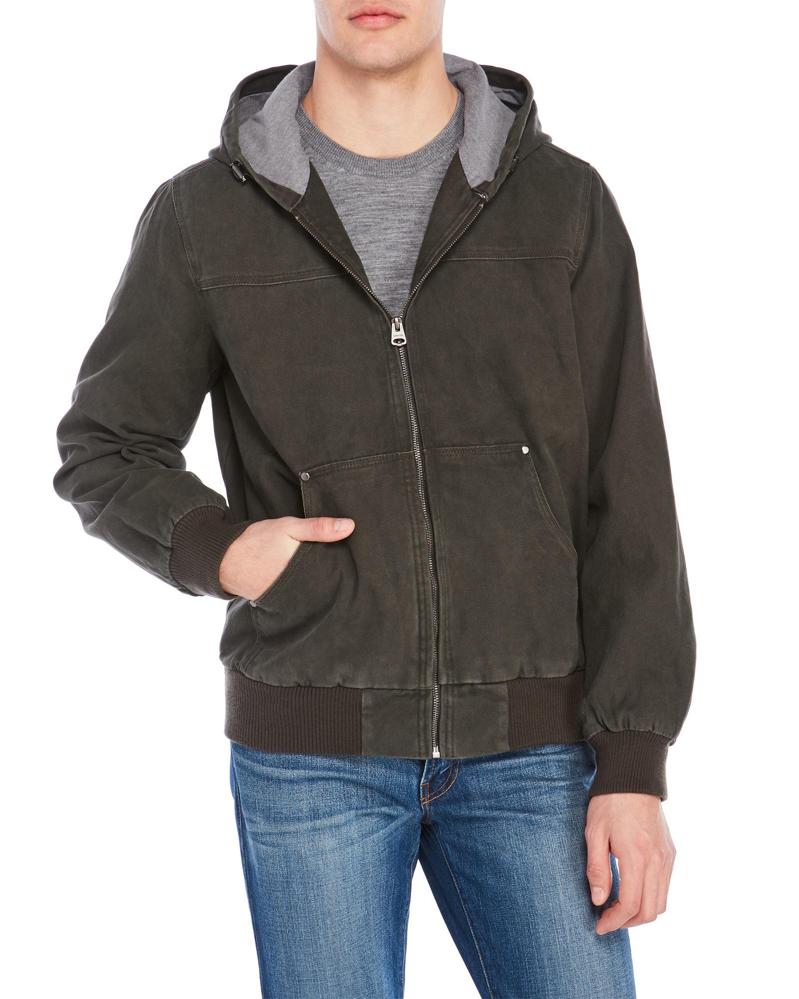 Levis Hooded Canvas Jacket In Green For Men Lyst