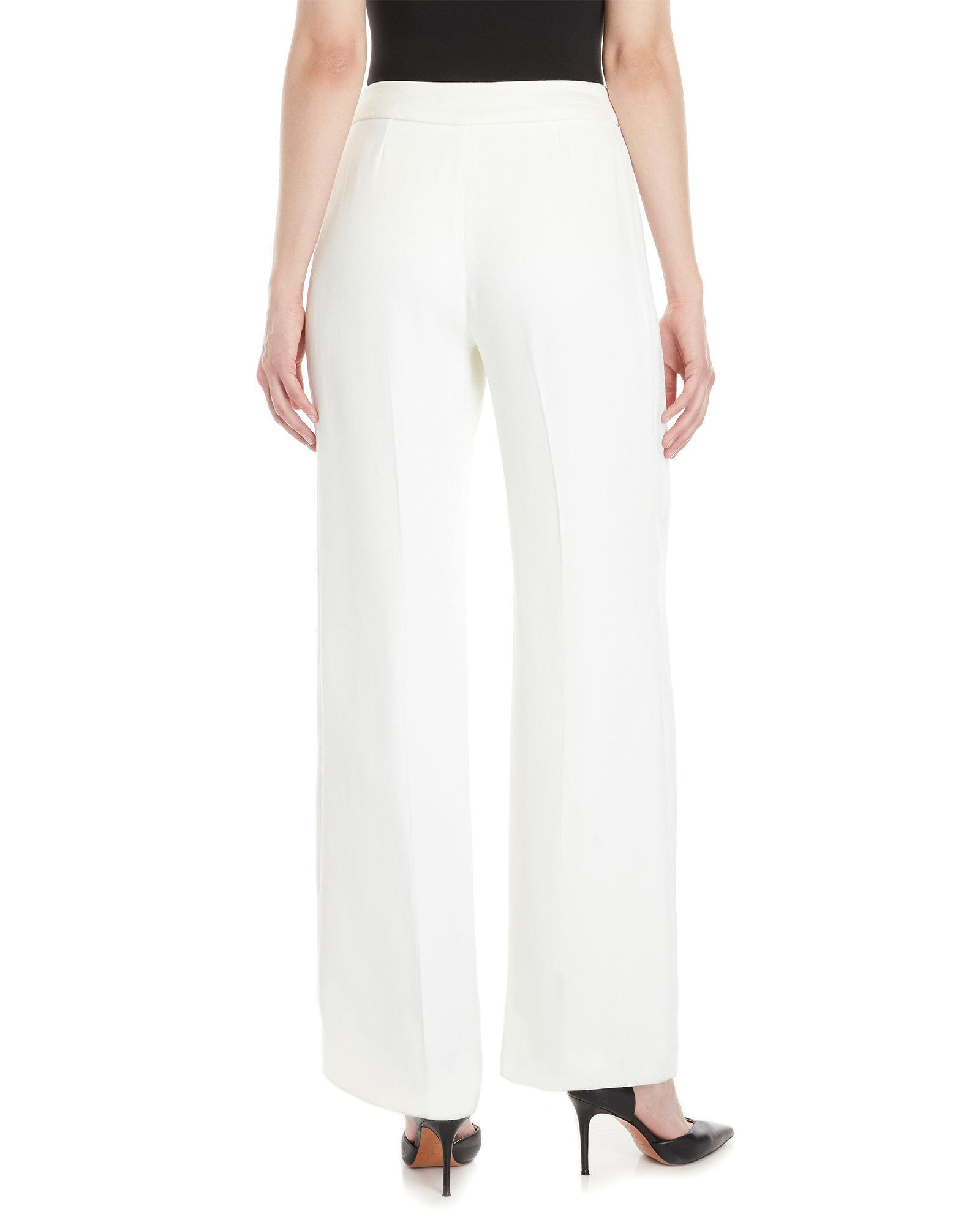 Lyst - Carolina Herrera Ivory Pleated Wide Leg Pants in White