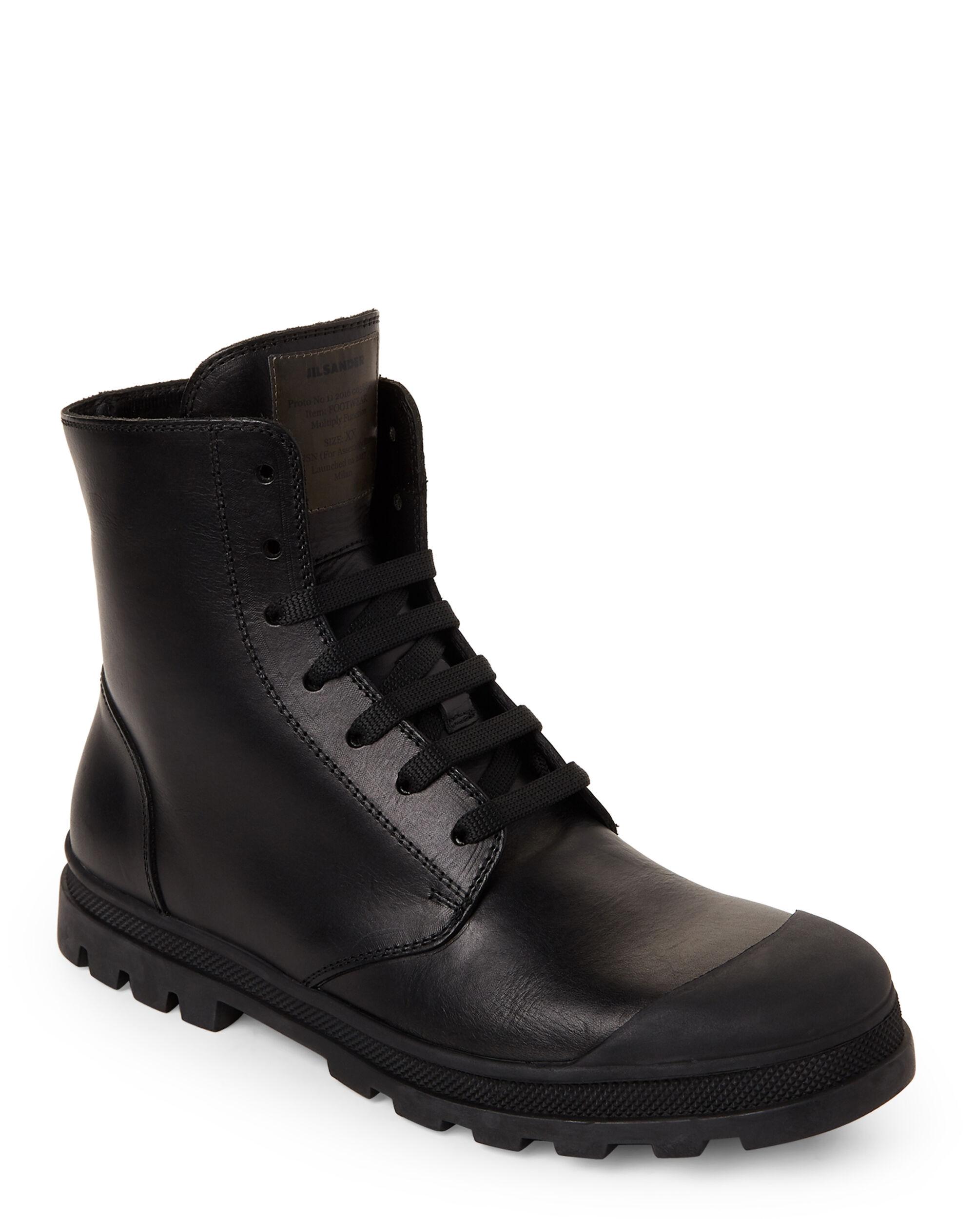 Jil Sander Black Leather Lace-up Boots in Black for Men - Lyst