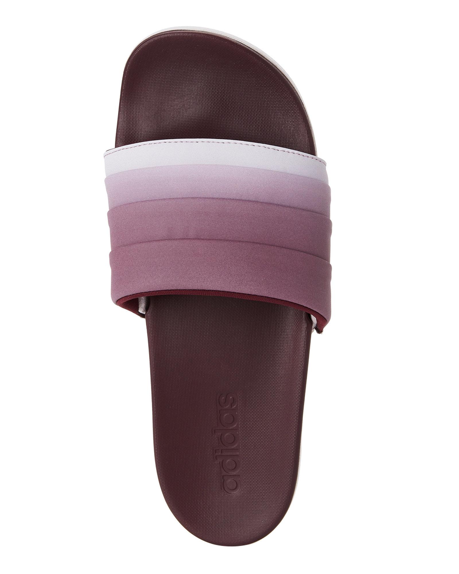 maroon adidas slides