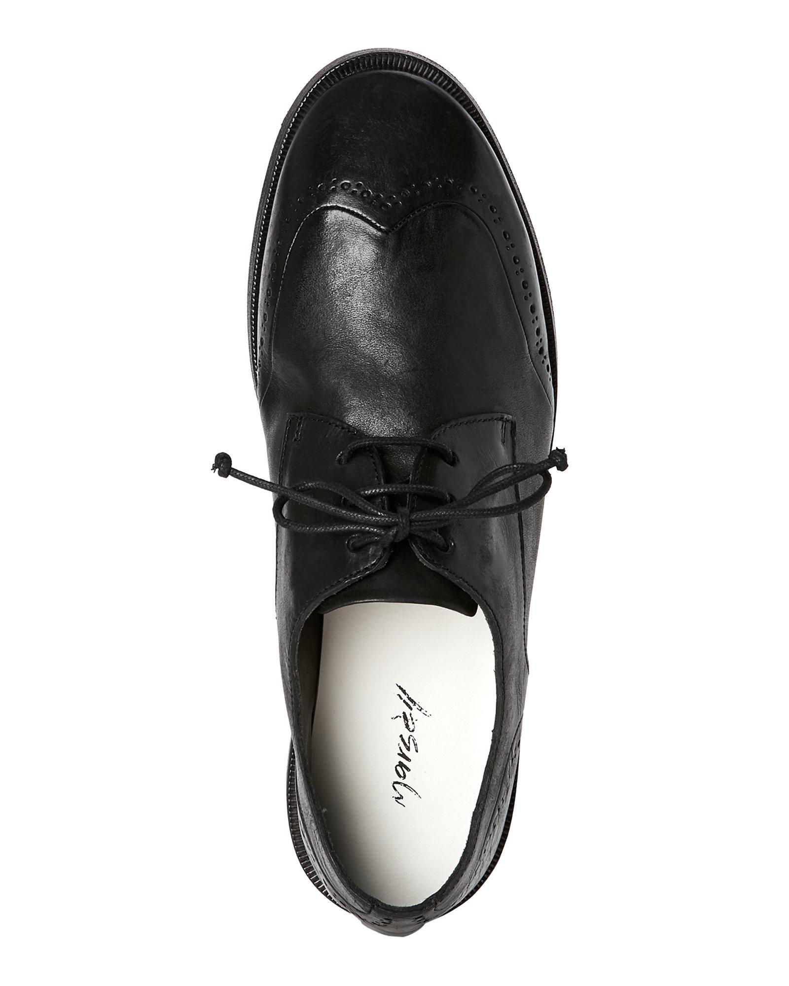 distressed leather oxfords