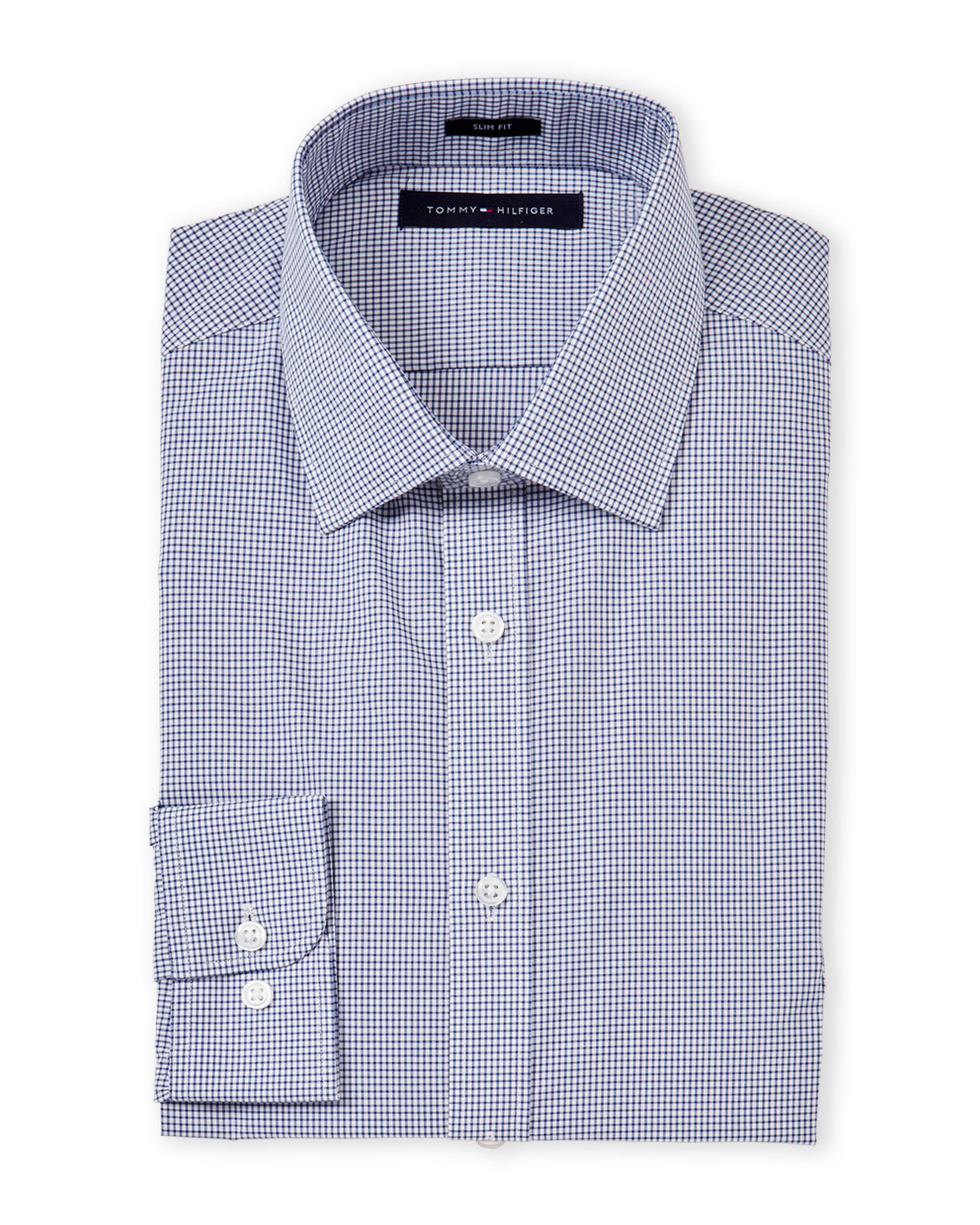 Tommy Hilfiger Slim Fit Check Pattern Dress Shirt in Blue for Men - Lyst